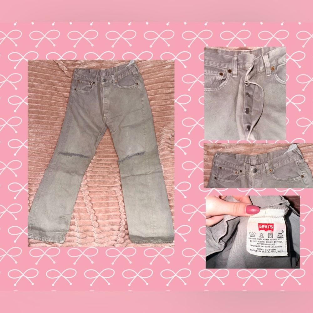 Gray Light-Washed Ripped Levi’s-WOMEN’S 4